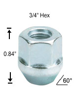 O.E. Bulge Acorn 3/4" Hex 7/16 R.H. O.E. Bulge Acorn 3/4" Hex 7/16 R.H.
