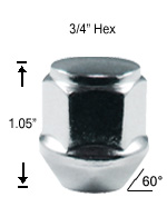 1-Pc Bulge Acorn Short 1/2" Lug Nut 1-Pc Bulge Acorn Short 1/2" Lug Nut