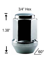 1-Pc Bulge Acorn 12mm 1.50 R.H. Lug Nut 1-Pc Bulge Acorn 12mm 1.50 R.H. Lug Nut